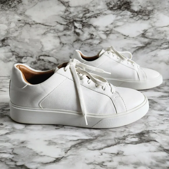 Zara White Monochrome Casual Lace-Up Sneakers, EU Size 40=US Size 10 - Picture 2 of 16